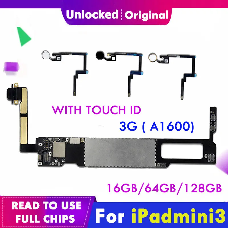 A1600 WLAN + сотовая версия для iPad Mini 3 материнская плата основная 16g 64g 128g w/ Touch ID