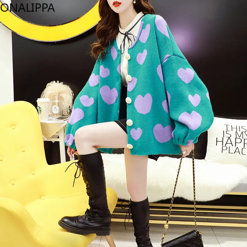 

Женский вязаный кардиган ONALIPPA, шикарный свитер в японском стиле с длинными рукавами и V-образным вырезом