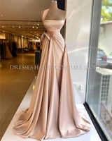 long evening dress 2021 beaded pink satin slit african women formal party prom gowns sweep train