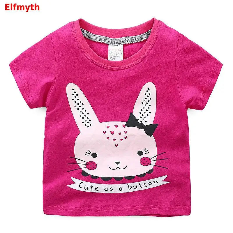 Футболка для девочек детская футболка летняя топы с изображением кролика Koszulki