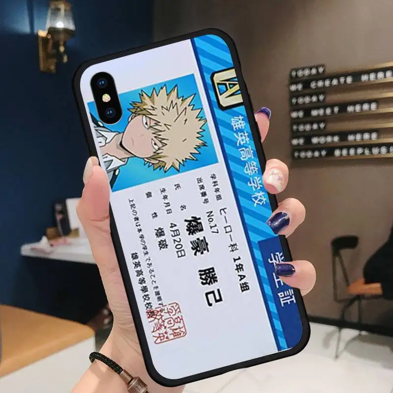 

My Hero Academy ID Card Phone Case for iPhone 11 12 pro XS MAX 8 7 6 6S Plus X 5S SE 2020 XR