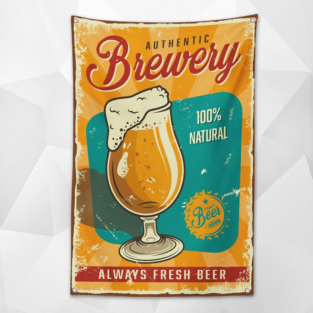 

AUTHENTIC BREWERY Vintage Beer Day Flag Wall Chart Deluxe Indoor Outdoor Banner Retro Oktoberfest Decor Tapestry Canvas Painting