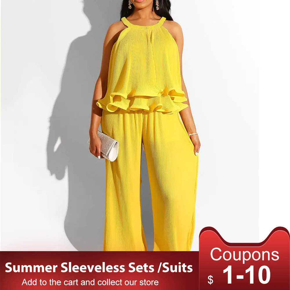 Женский комплект из 2 предметов в африканском стиле желтый свободный пляжный