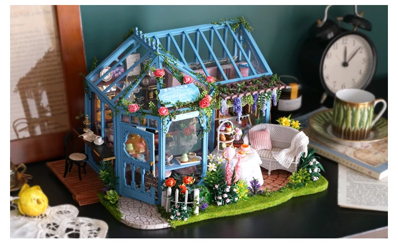 Muñeca casa miniatura DIY casa de muñecas con muebles de casa de madera juguetes para niños Regalo de Cumpleaños A066