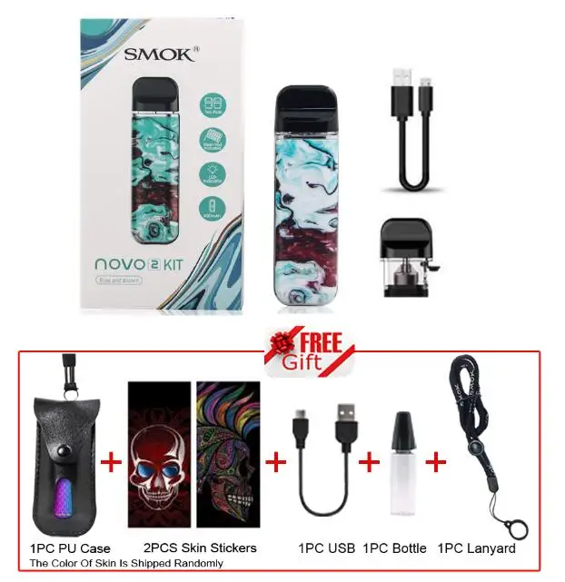 NOVO 2 Kit Brown Набор SMOK Novo 2 SMOK Pod, электронная сигарета, стартер, ручка с аккумулятором 800 мАч, 2 мл, катушка VS NORD - Цвет: NOVO 2 Kit Brown
