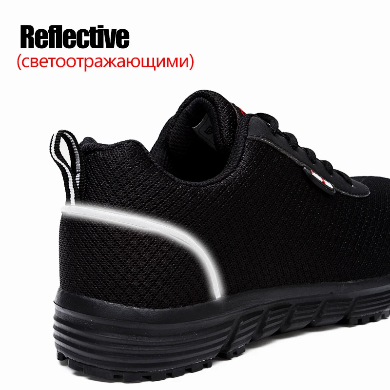 LARNMERN Women's Work Safety Shoes Steel Toe Lightweight Breathable Anti-Smashing Non-Slip Reflective Construction Sneaker