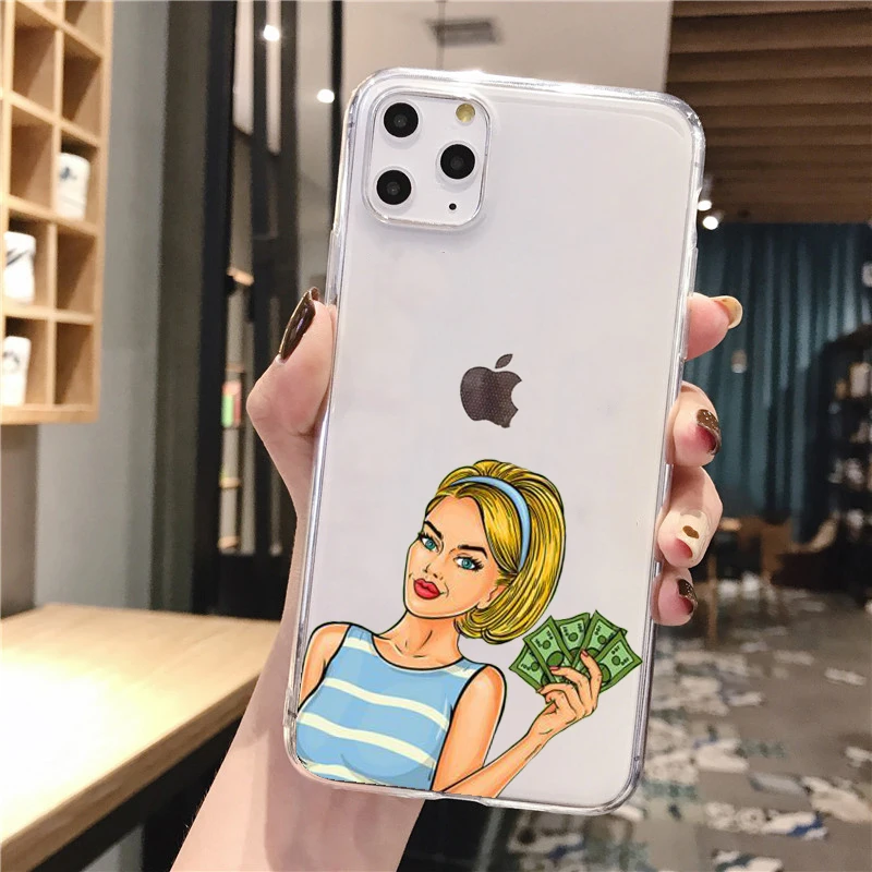Funny make money not friends Soft Silicone Tpu phone Case for iPhone 12pro 11Pro 13PRO Max XR XS 8 7 6s Plus 12mini SE cover | Мобильные