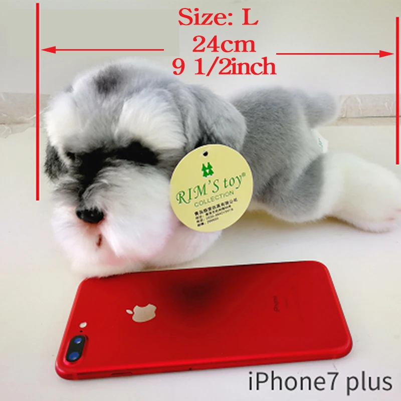 

24cm 9 1/2 inch Cute Small Schnauzer Puppy Lifelike Plush Toy Adorable Dog Soft Stuffed Animal Kids Doll for Children Photo Prop