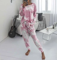 2020 autumn lounge set women loose lounge wear 2 piece tie dye set ladies long sleeve matching sets two piece outfits for women