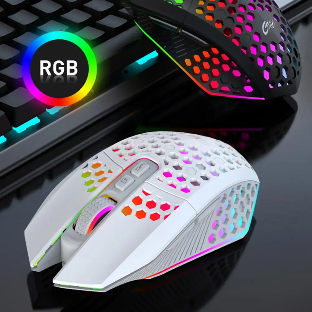 

X801 PC Computer Honeycomb Hollow Wireless Charging Gaming Mute Mouse with RGB