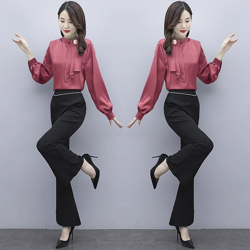 

Korean Style 2 Piece Sets Womens Outfits Office Lady Two Piece Set Top And Pants Spring Autumn Survetement Femme Matching Sets