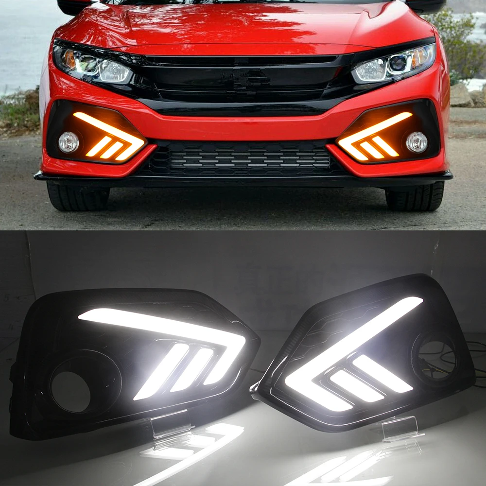 Автомобильные мигающие дневные ходовые огни для Honda Civic 10 хэтчбек 2016 2017 2018 2 шт.