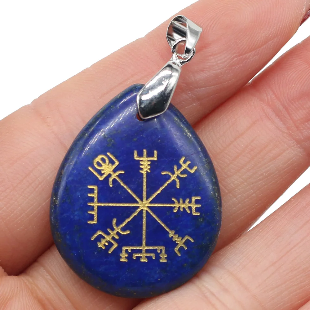 Подвеска с натуральными камнями в форме капли 25 х35 мм | Подвески