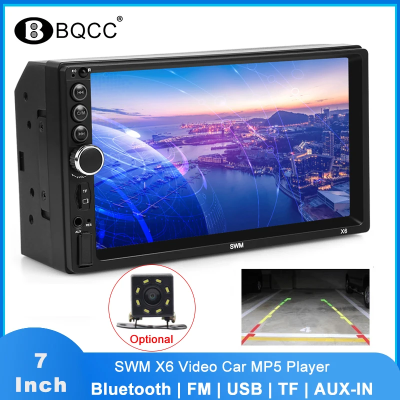 

7 inch 2 Din Bluetooth Touch Screen X6 Car Multimedia MP5 Player 12V FM/USB/TF/AUX-IN Car Stereo Radio
