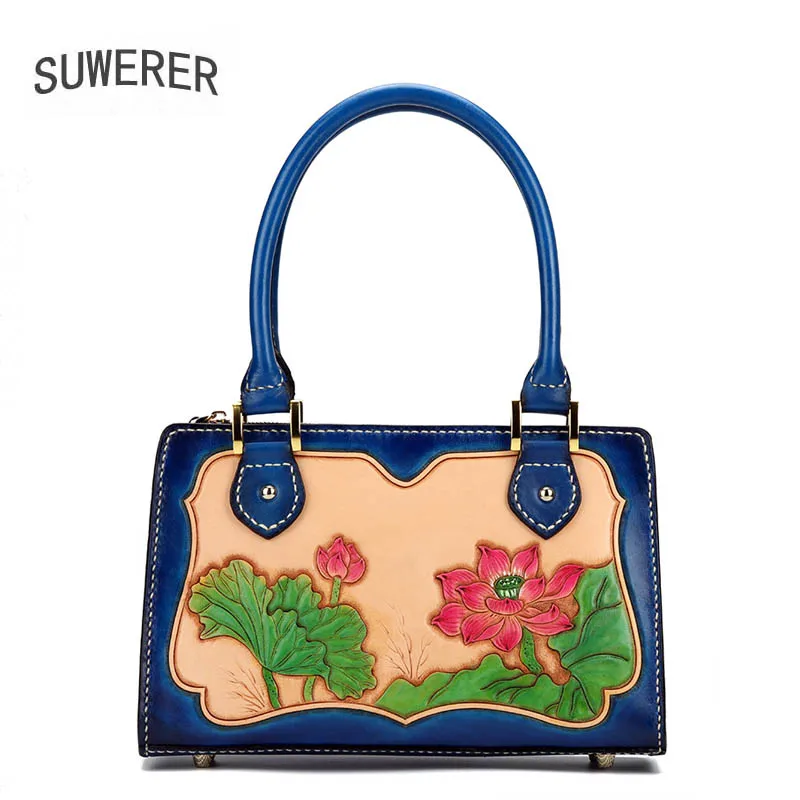 New Cowhide carved bag Women Genuine Leather Bag Fashion luxury handbags women bags designer cowhide leather Female bag