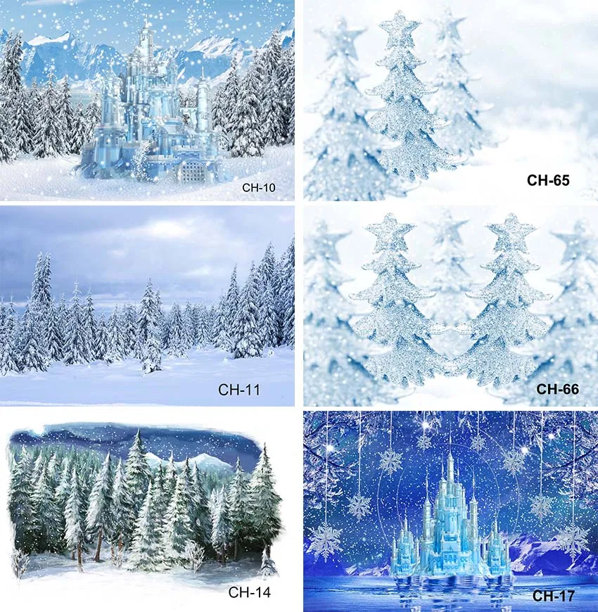 

Winter Frozen Castle Backdrop Snow Landscape Portrait Photo Background Decor Merry Christmas Photography Studio Props