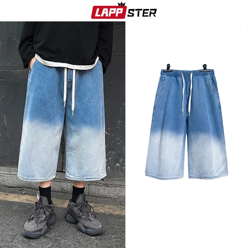 

Джинсы LAPPSTER мужские с широкими штанинами, уличная одежда, модные мешковатые джинсовые брюки-карго в Корейском стиле, винтажные джоггеры с з...