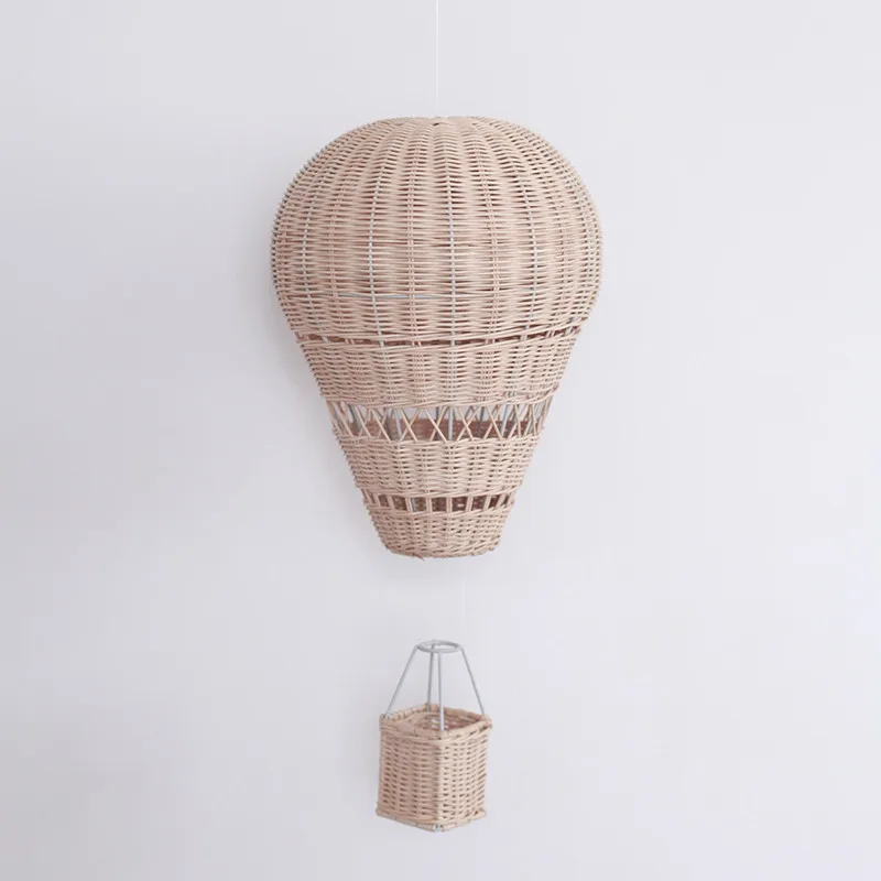 

Handmade Kids Room Decoration Nordic Style Children Bedroom Kindergarten Rattan Weaven Hot Air Balloon Craft Wall Hanging Decor