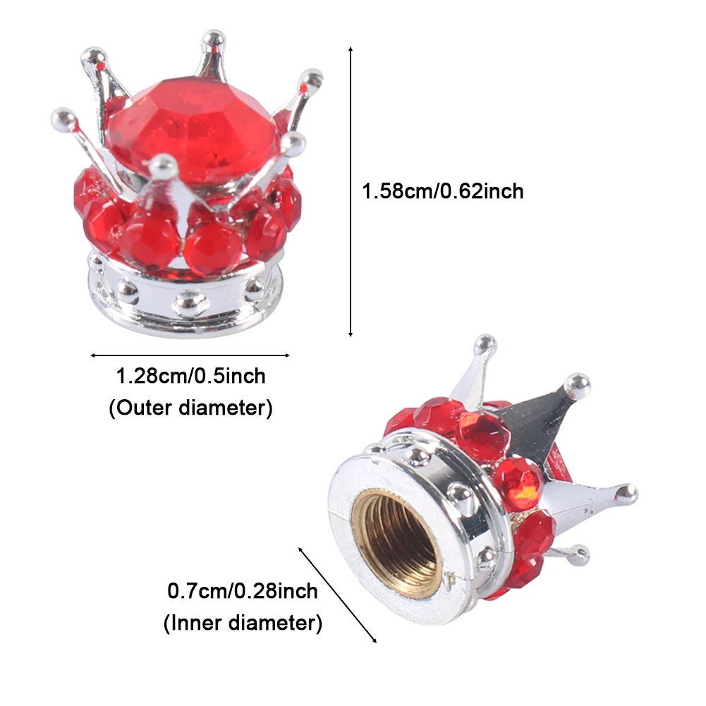 4pcs Weatherproof Car Motorcycle Wheel Tire Valve Cap Practical Dustproof Crown Style ABS Universal Accessories Bling Diamond | Автомобили
