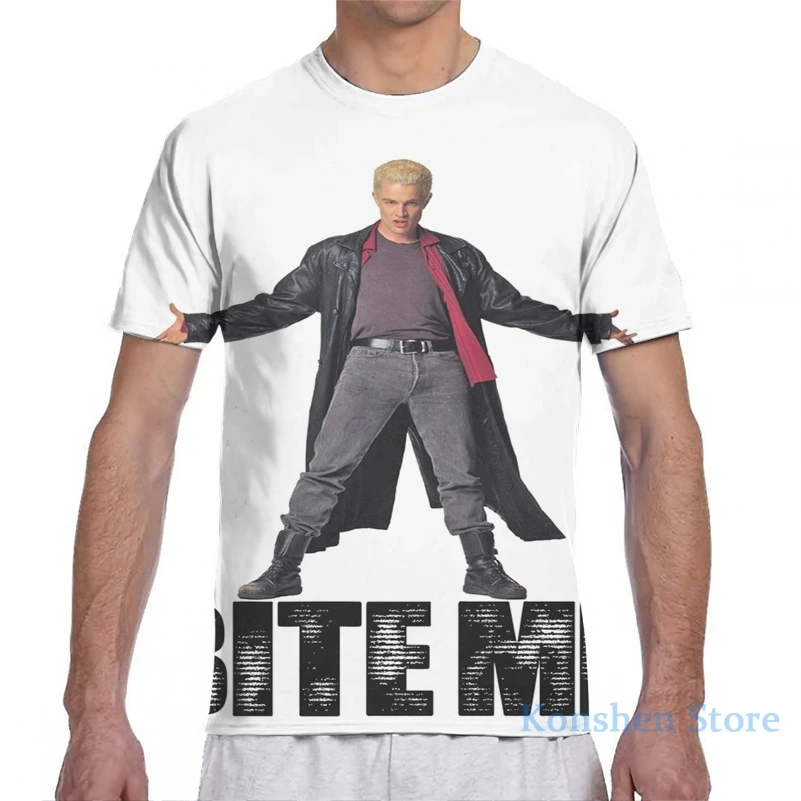 Мужская и женская футболка с принтом Спайк из Баффи Кушай меня модная для девушек