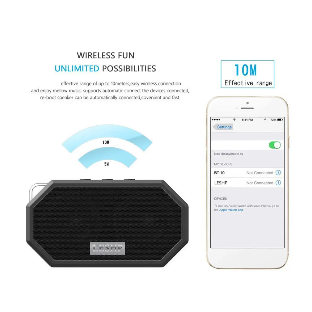 

New Outdoor Wireless Stereo Portable Speaker Built-in mic Shock Resistance IP66 Waterproof Shockproof Speaker with Bass With Mic