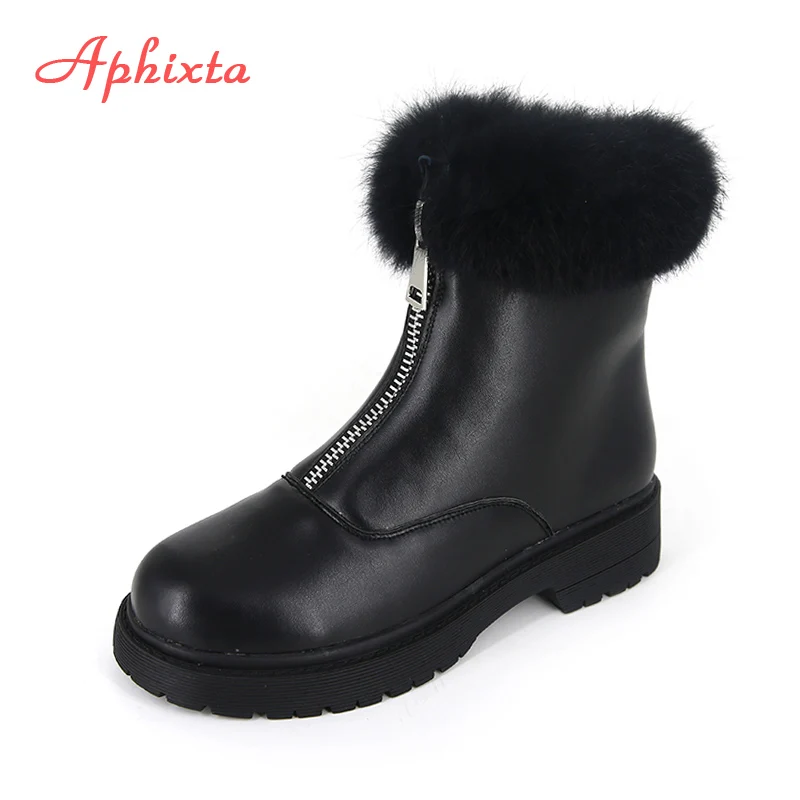 Женские зимние ботильоны на молнии APHIXTA модные женские ботинки с круглым носком