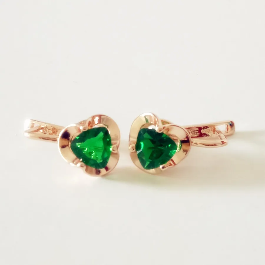 Новая мода серьги Ювелирные наборы Мода зеленая в форме сердца кубический циркон