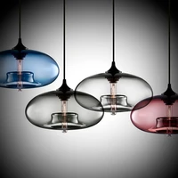 modern art deco hanging colorful glass e27 e26 pendant lamp with led lights cord for restaurant living room kitchen bar cafe