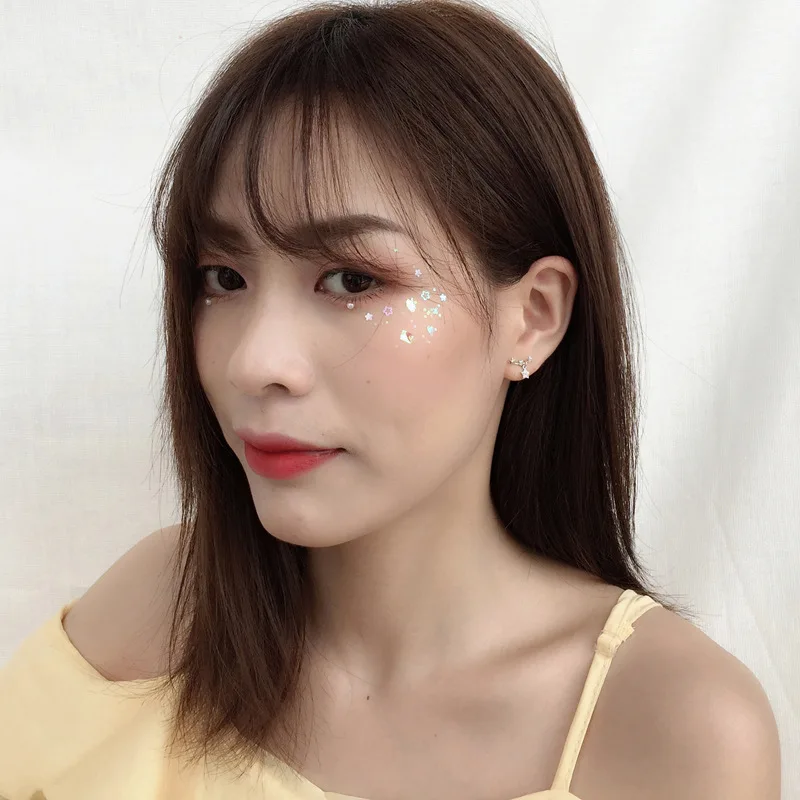 

XIYANIKE 925 Sterling Silver Prevent Allergy Pentagram Stud Earrings for Women Korean Simple Geometric Crystal Party Jewelry