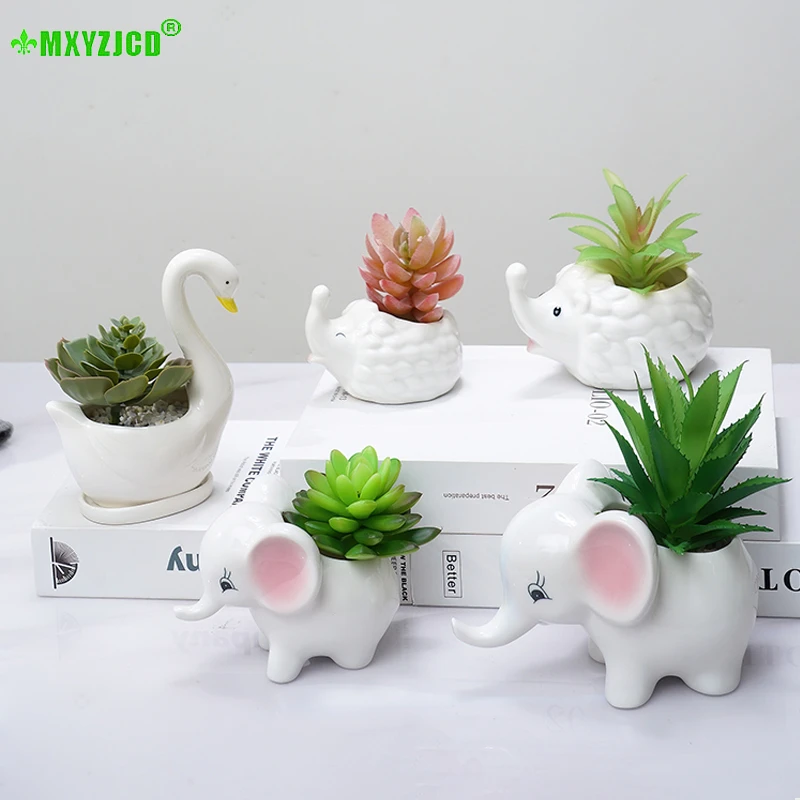 

Милые животные, имитация суккулентов, Горшечное растение, скульптура, маленький бонсай, украшения для гостиной