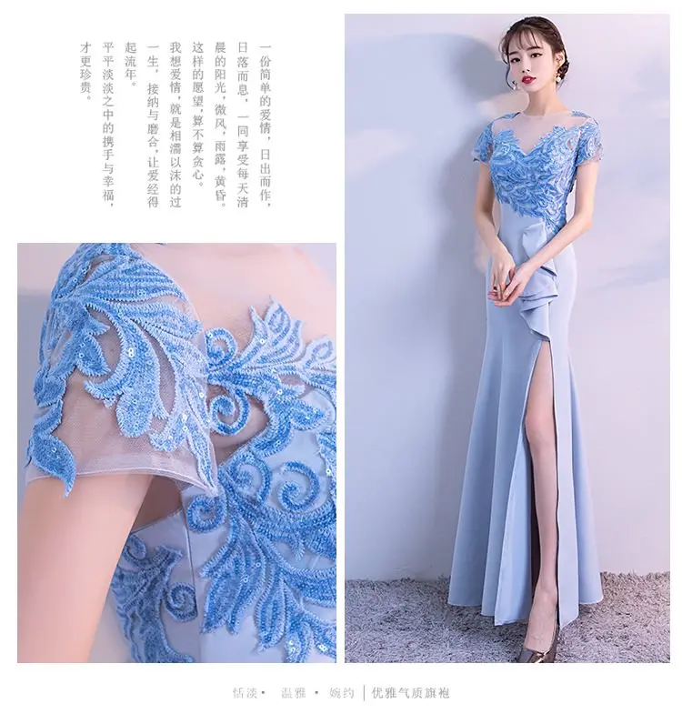 Светильник синие Элегантные платья невесты Vestido Largo Sirena для свадьбы длинное