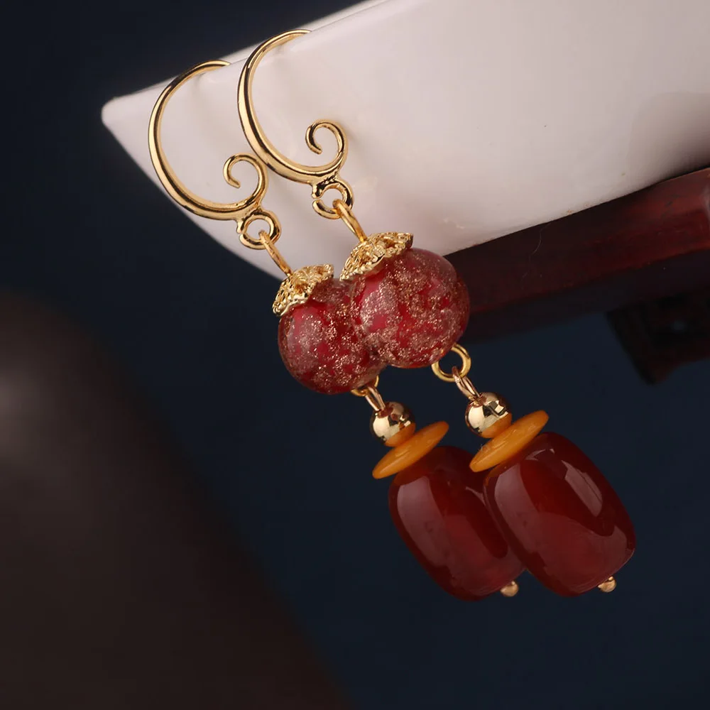 Новые весенние Этнические красные длинные висячие серьги в стиле ретро женские