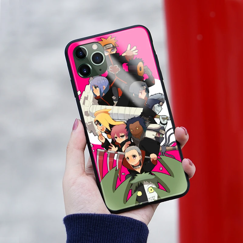 Мягкий силиконовый стеклянный чехол Akatsuki cloud Shippuden для iPhone 6 6s 7 8 Plus X XR XS 11 Pro max |