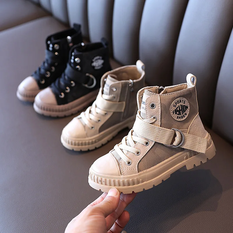 

Children Casual Shoes Autumn Winter Martin Boots Boys Shoes Fashion Leather Soft Antislip Girls Boots 27-36 Sport Running Shoes