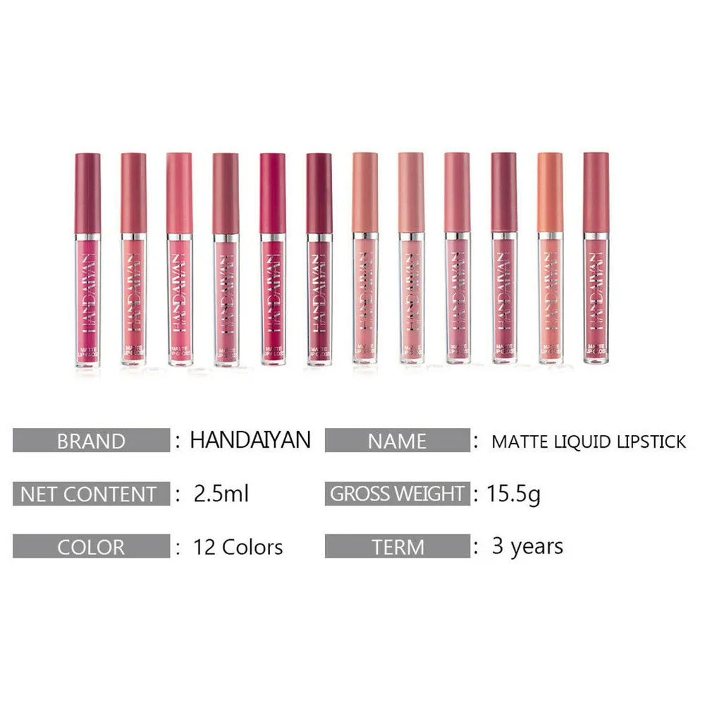 

HANDAIYAN 8Colors Sexy Velvet Matte Lipstick Waterproof Pigment Long Lasting Lipstick Never Fade Lip Stick Makeup Cosmetic Gift