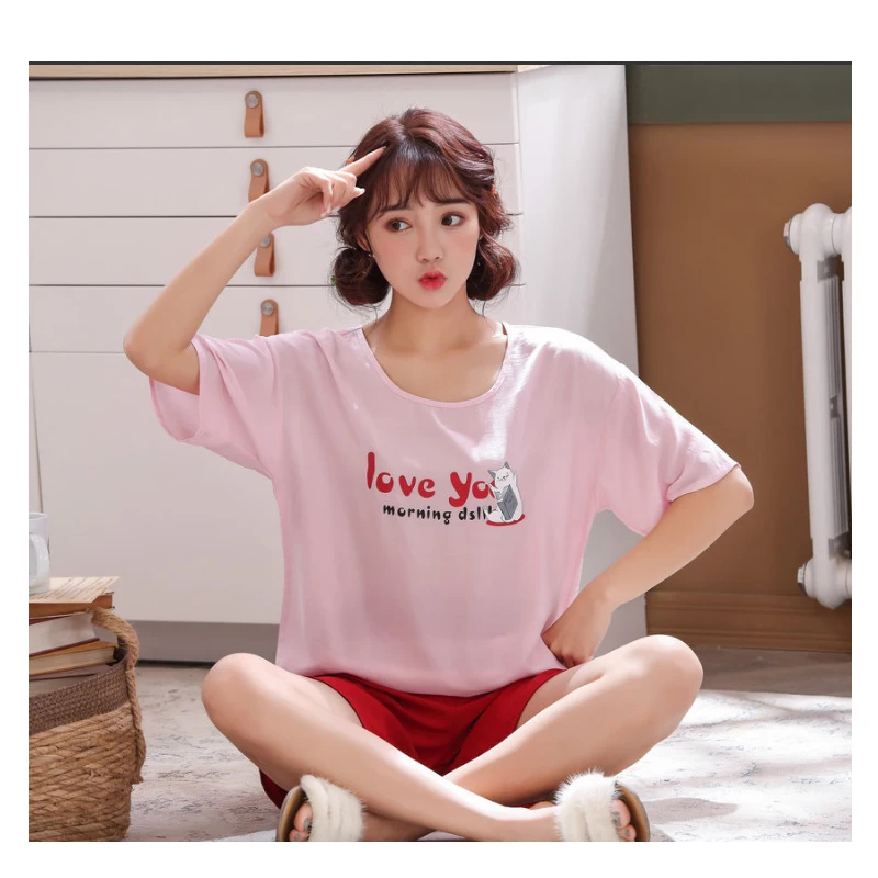 

Women's Sleepwear Cute Short Set Pajamas for Women Pajama Set Sweet Short Sleeve T Shirts & Shorts Summer Pijama