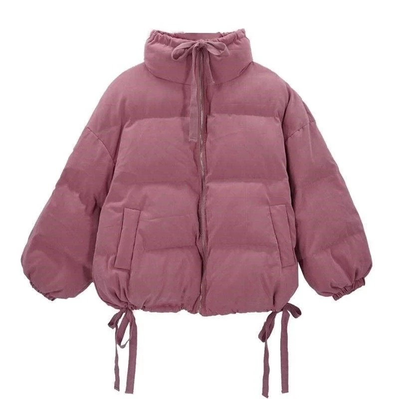 Plus Velvet Warm Down Jacket Autumn and Winter New Cotton Jacket Loose Simple Wild Fashion Trend Long-sleeved Down Jacket