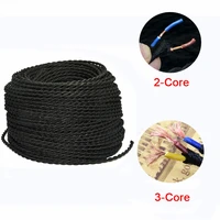 black 2 core 3 core twist braided fabric vintage cable flex light lamp wire soft bar bedroom diy light line 1251020 meter