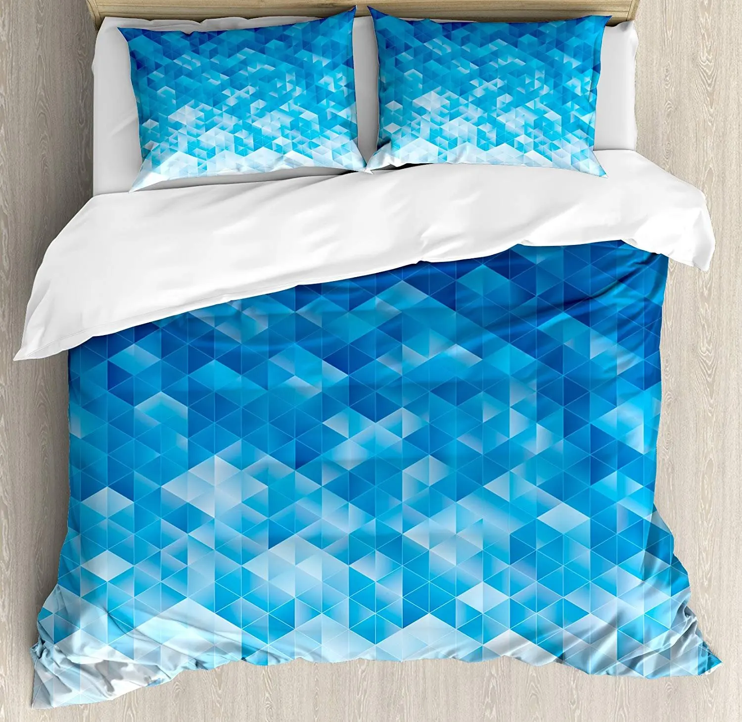 

Geometric Bedding Set Geometric Gradient Digital Texture with Mosaic Triangle Pixel Graphic Print Art Duvet Cover Set Pillowcase