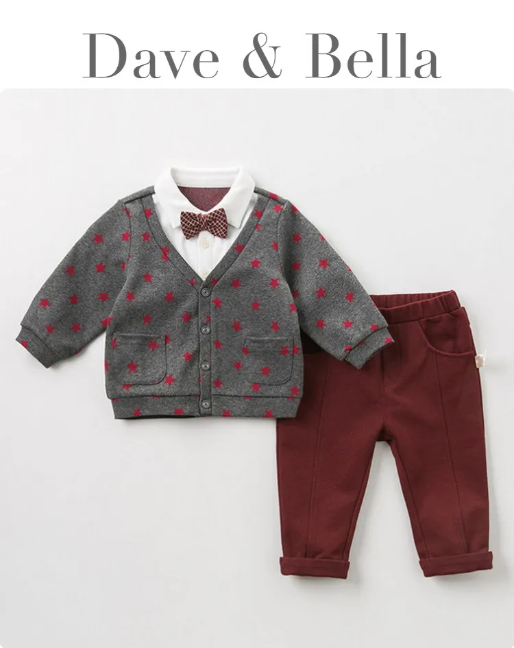 DB12070 dave bella/осенне-зимние комплекты одежды для маленьких мальчиков, костюм красивая детская одежда с принтом