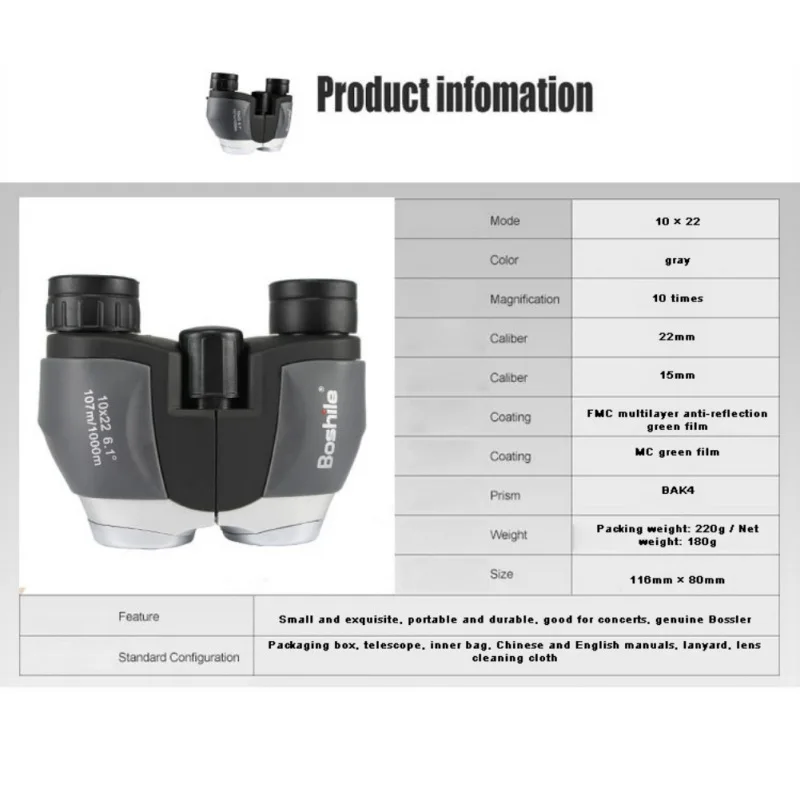 

Binoculars Telescope 10x22 Outdoor Mini Portable Telescope High Definition Night Vision Binoculars Telescope Professional-Grade