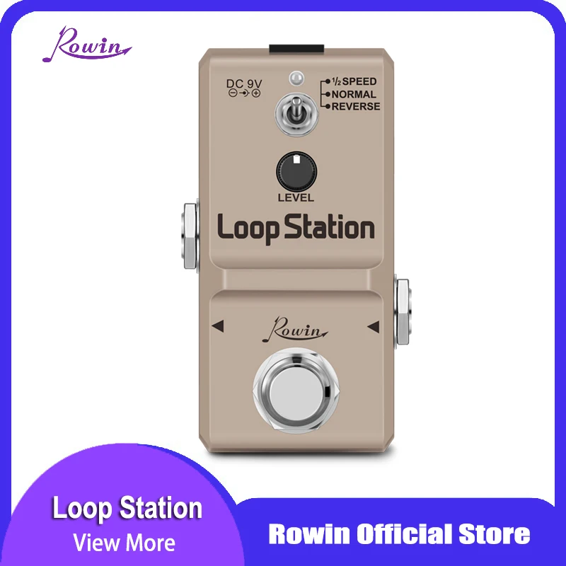 Педаль эффектов Rowin Looper неограниченные нагрузки 10 м циклического хода 1/2 обратное