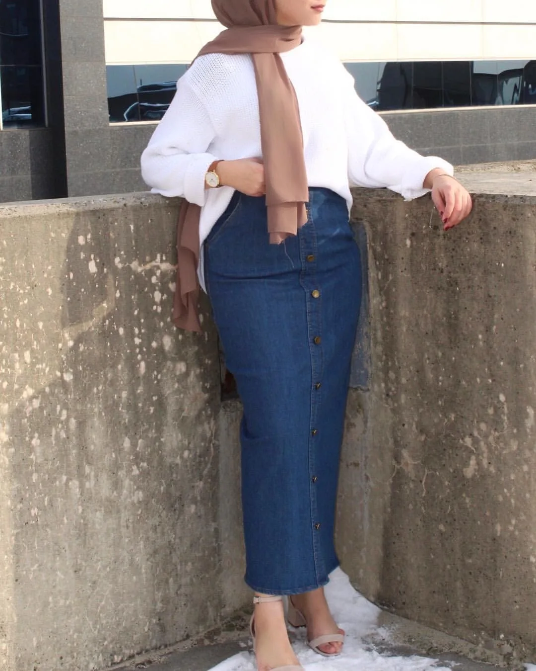 Женская джинсовая юбка карандаш с завышенной талией|Мусульманская одежда| |