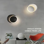 Светодиодный настенный светильник с вращением на 360 градусов, регулируемые прикроватные светильники, белый черный креативный настенный светильник, черный современный круглый светильник для прохода