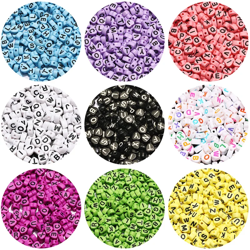 Акриловые бусины с надписью сделай сам 7 мм отверстием насыпью плоский алфавит