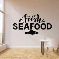 fresh seafood wall sticker restaurant sign window decoration fish decal beach bar stickers kitchen room decor c13 07