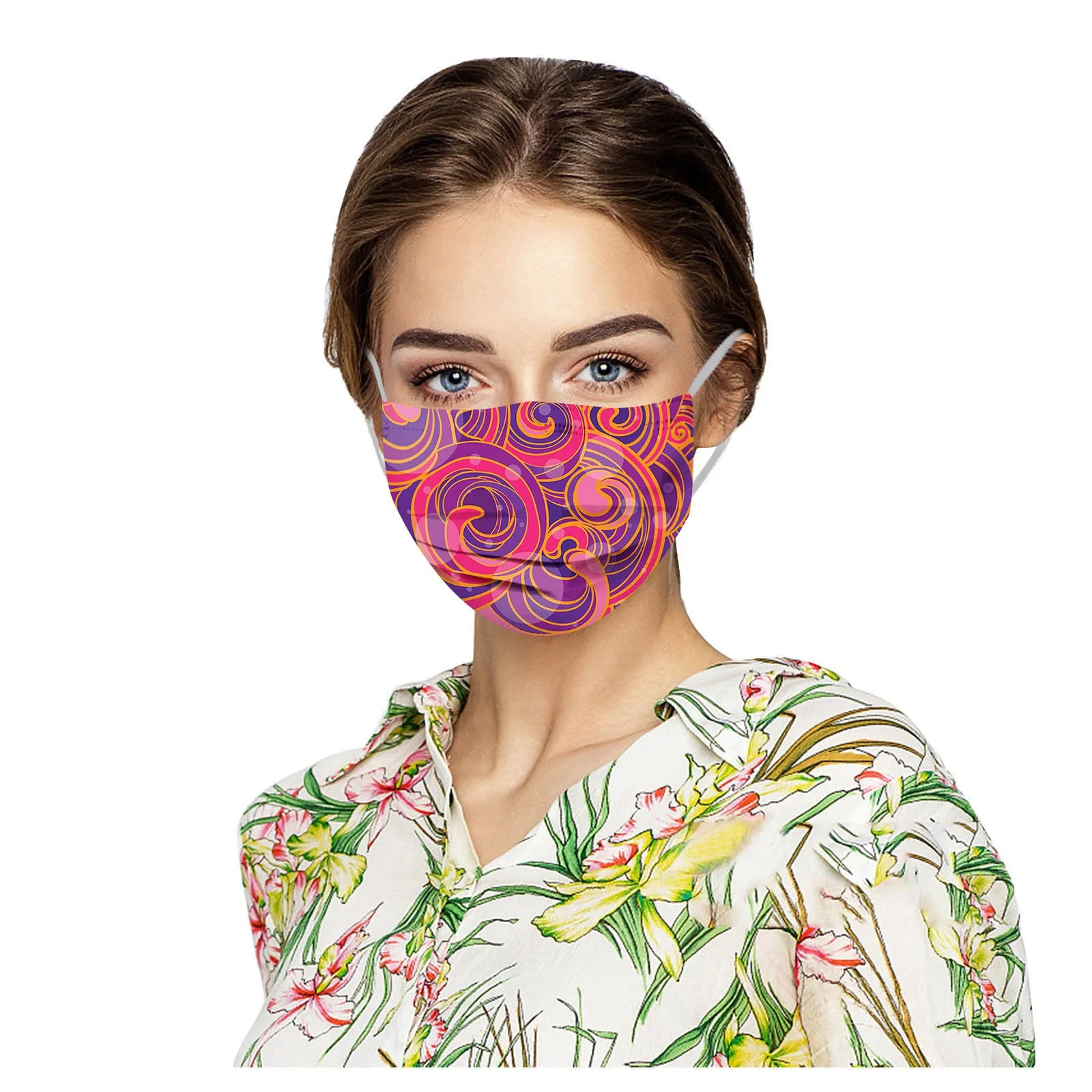 

mscara masque Headband 50PCS Disposable Face Mask Unisex Printed Wave Soft Face Masks For Adults 3-Layer Masks Mascarilla