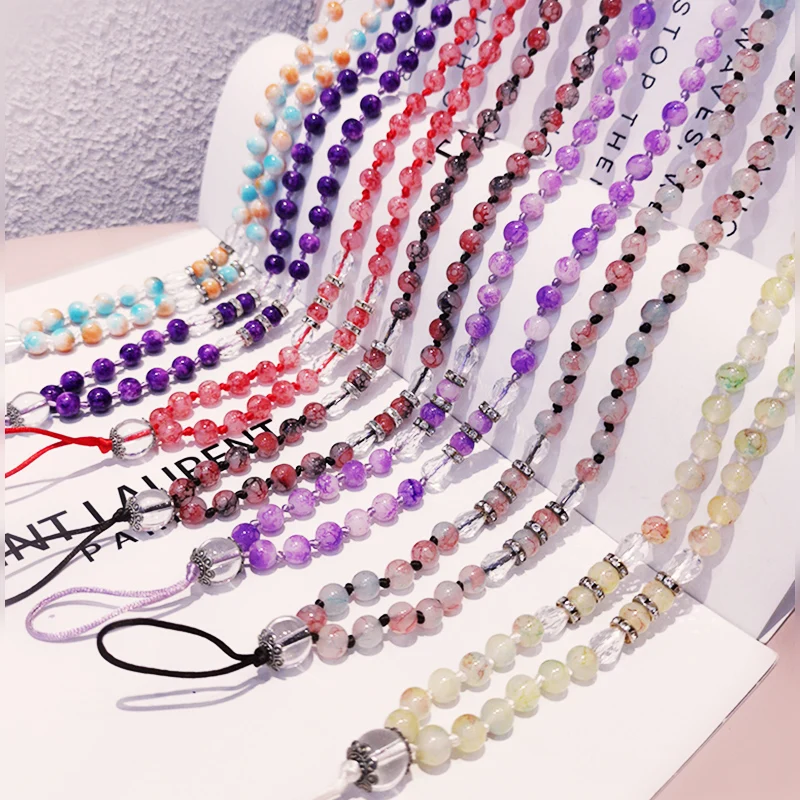 

Artificial Crystal Neck Necklace Phone Strap Lanyard Keychain phone Hang Rope U Disk Work Card Mobile Cell Phone Chain Straps
