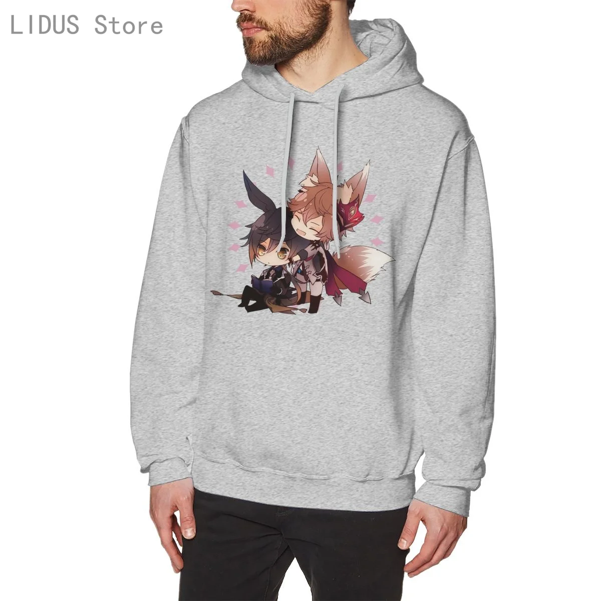 

Genshin Impact Chibi Childe And Zhongli Classic Hoodie Cotton Sweatshirts Comfortable Creativity Streetwear Hoodies