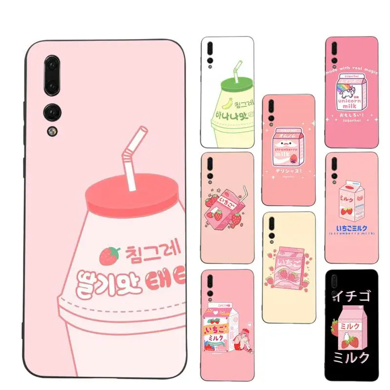 

Kawaii Japanese Strawberry Milk Phone Case Soft Silicone Case For Huaweip30lite p30 20pro p40lite P30 Capa